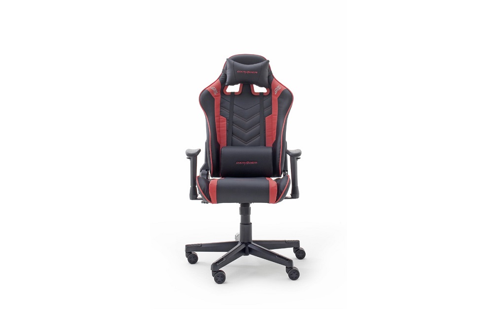 Gamingstuhl DX-Racer Schwarz-Rot mit Kissen höhenverstellbar Kunstleder Bürostuhl Gaslift