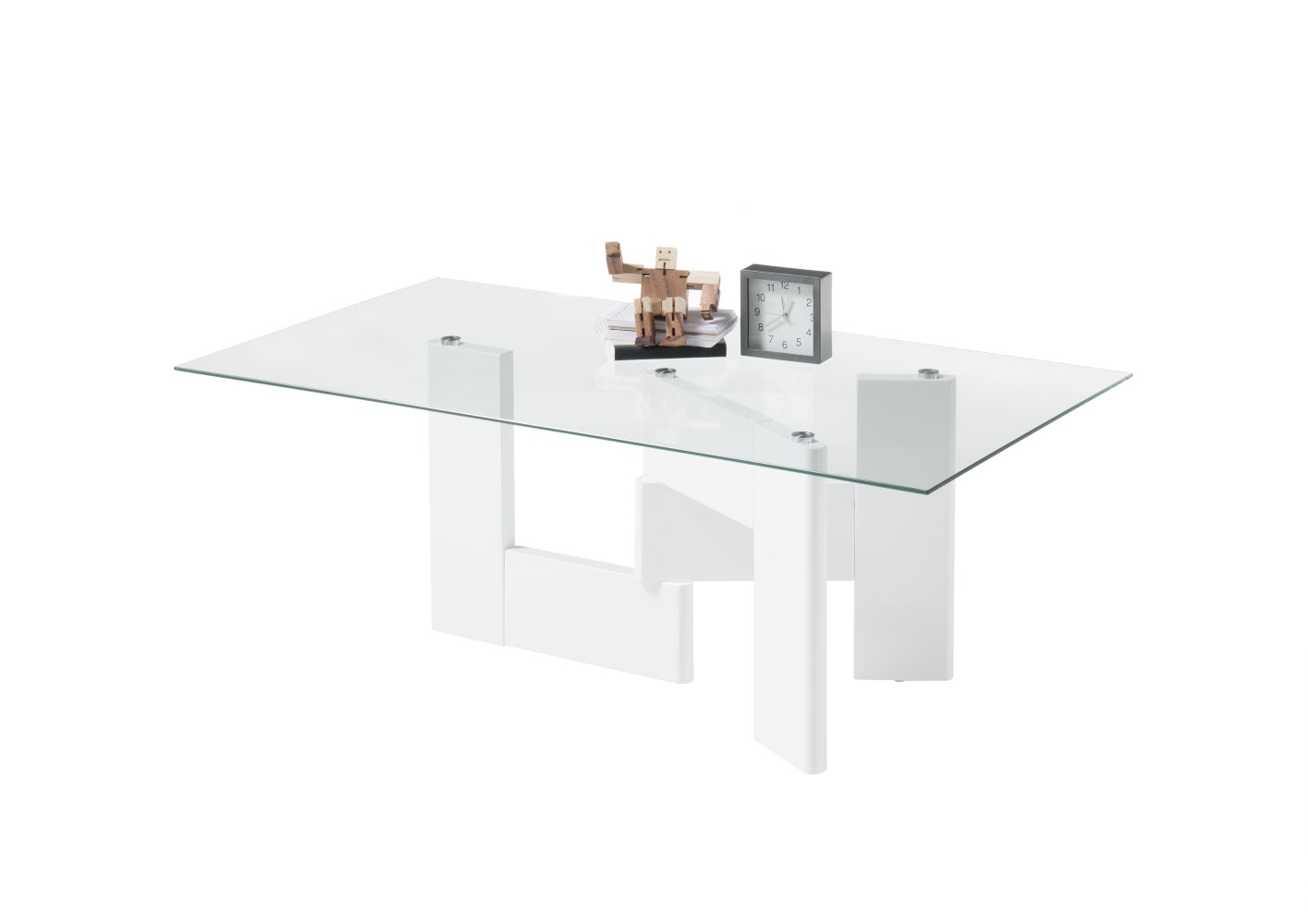 Couchtisch Matti Glas MDF Weiß Hochglanz Stubentisch Beistelltisch Wohnzimmer