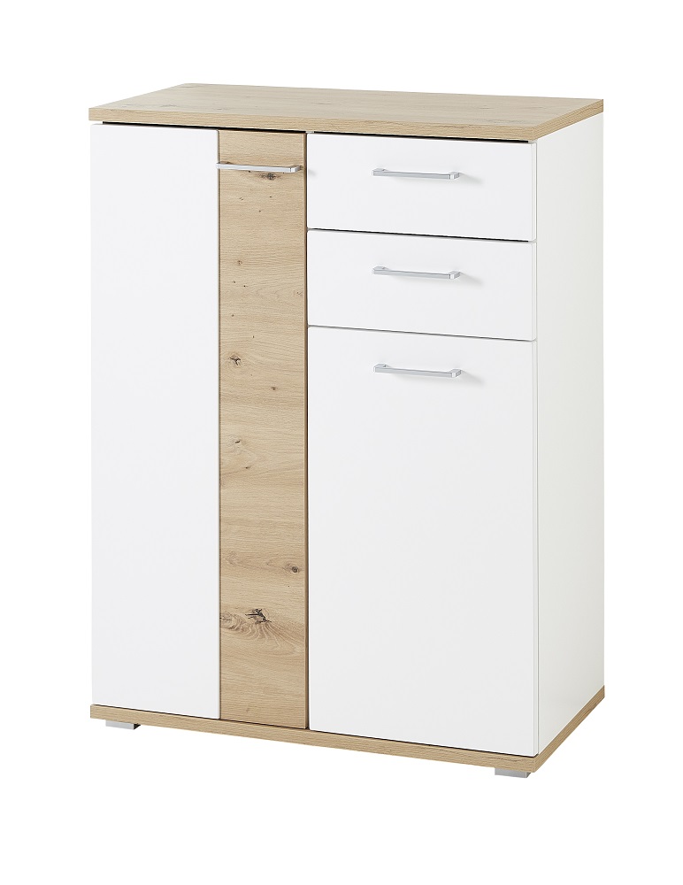 Garderobe Signo Schuhschrank Weiß Matt Artisan Eiche mit mehreren Einlegeböden Softclose