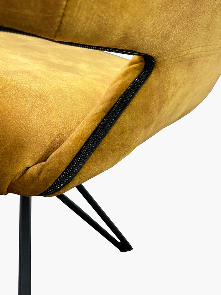 Armlehnenstuhl Katy Velour Gold 180° drehbar Rückenbelüftung Stativgestell