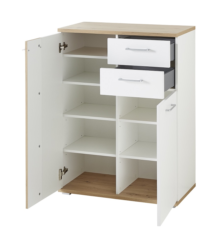 Garderobe Signo Schuhschrank Weiß Matt Artisan Eiche mit mehreren Einlegeböden Softclose Garderobe Signo Schuhschrank Weiß Matt Artisan Eiche mit mehreren Einlegeböden Softclose