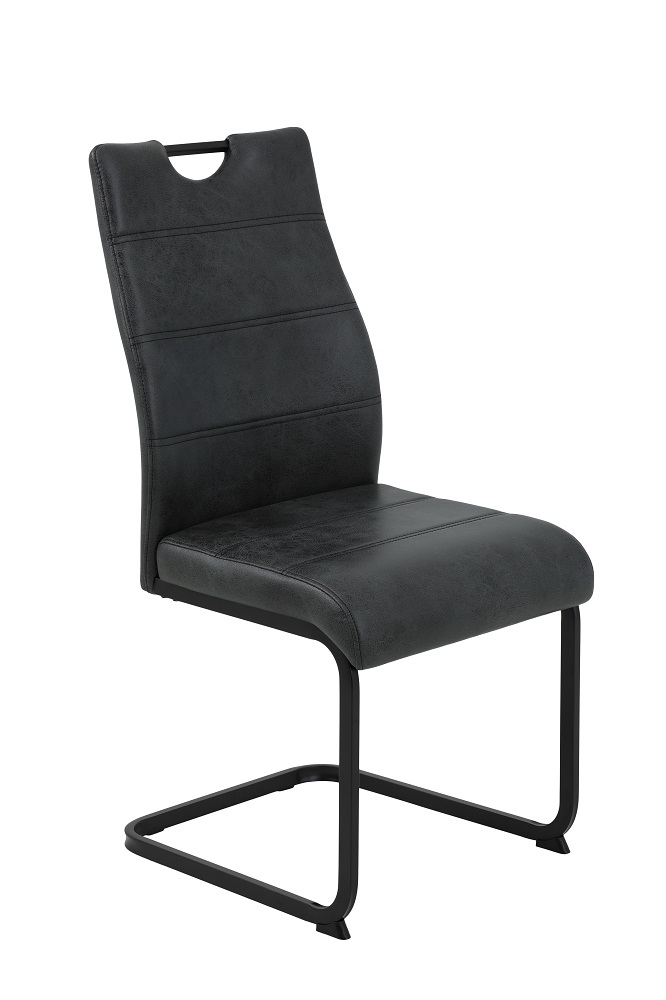 Stuhl Melina in der Farbe Anthrazit und Vierkantgestell in Schwarz