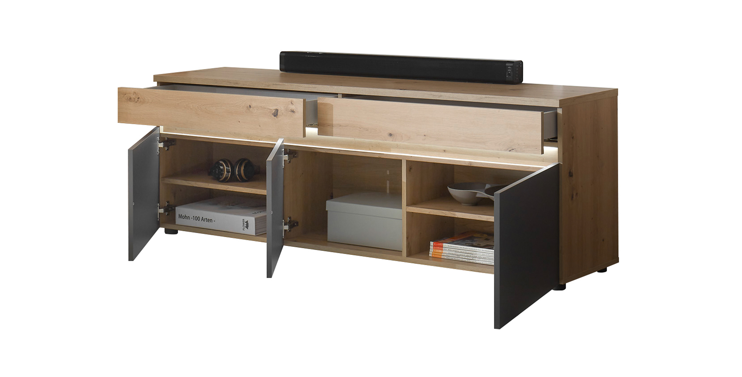 Lowboard und Wandboard Lille TV-Board Schrank Wandregal Regal Wohnzimmer