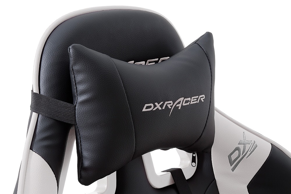 Gamingstuhl DX-Racer Schwarz-Weiß mit Kissen höhenverstellbar Kunstleder Bürostuhl Gaslift