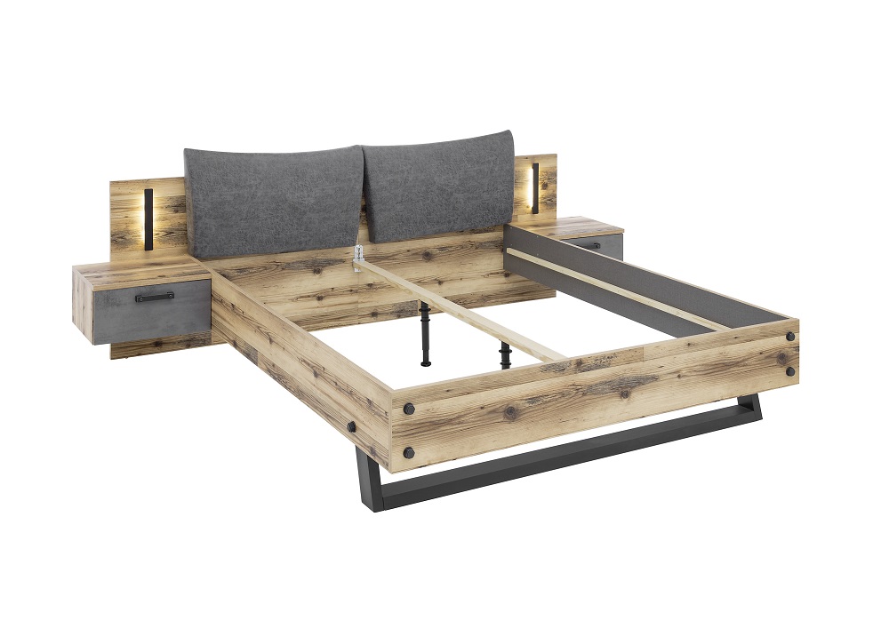 Bettgestell Dover 22 091 X7 Alpine Lodge Betonoxid Bett 180 x 200 cm Bettgestell Nachttische