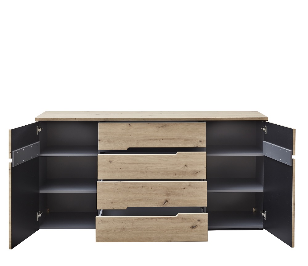 Memphis 10G6GH20 Sideboard Artisan Eiche Graphit mehrere Einlegeböden Schubladen