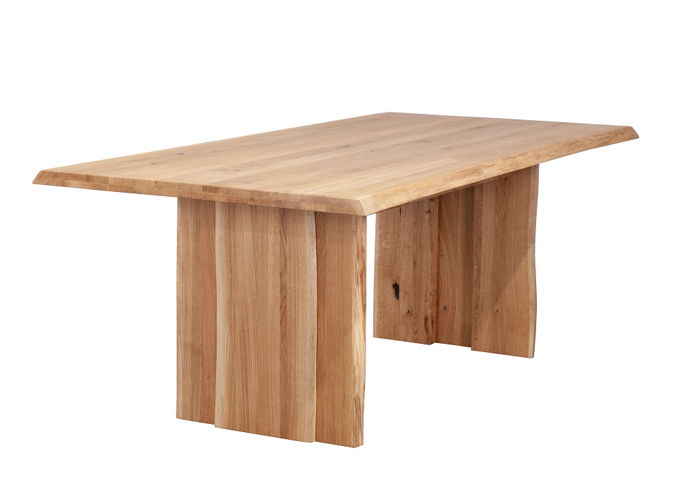 Esstisch TI-0526 Wildeiche Holzgestell Natur 180x90 Mit Baumkante geölt