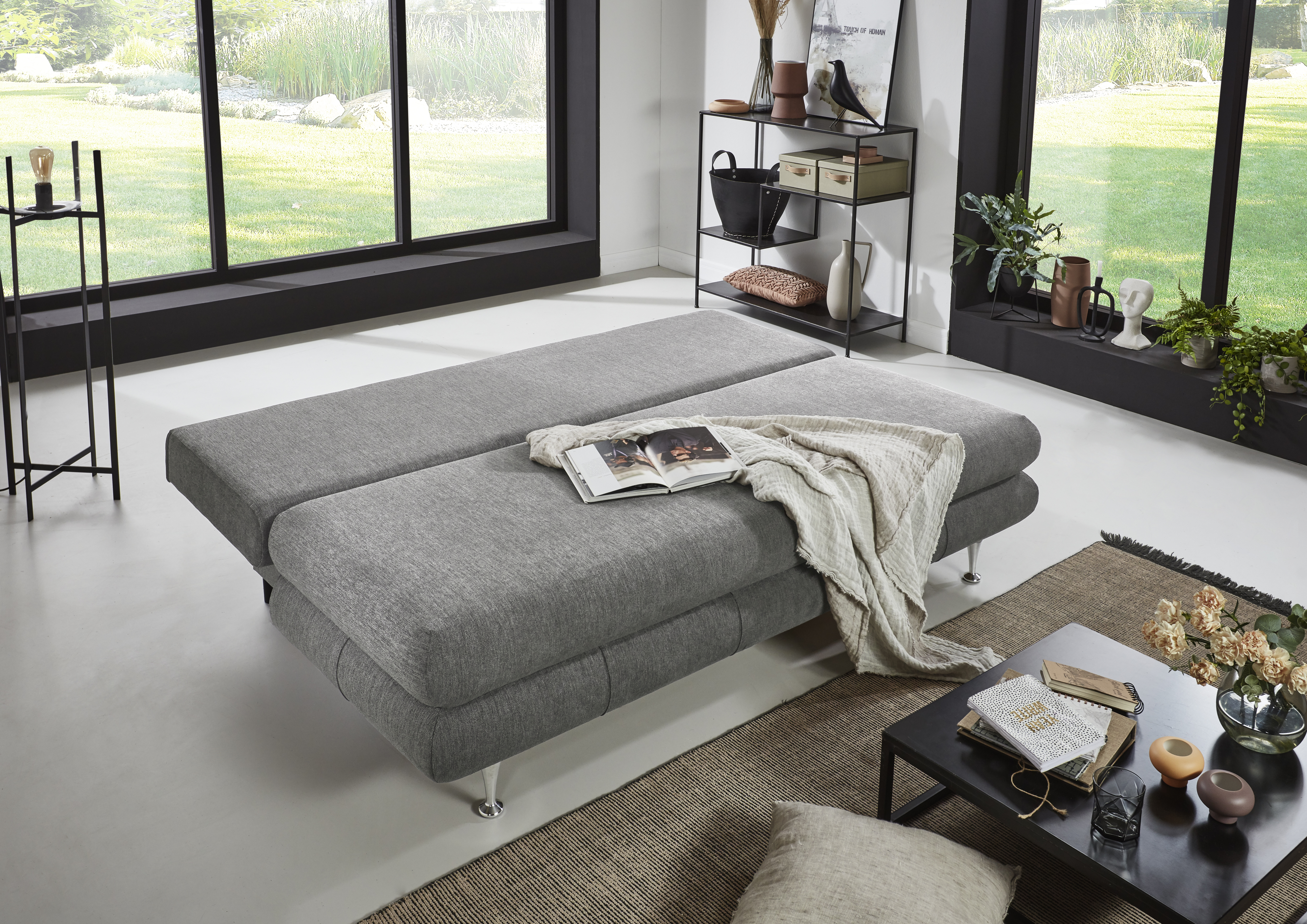 Funktionssofa Benfeld Grau Sofa Couch Wohnzimmersofa Wohnzimmercouch Liegesofa