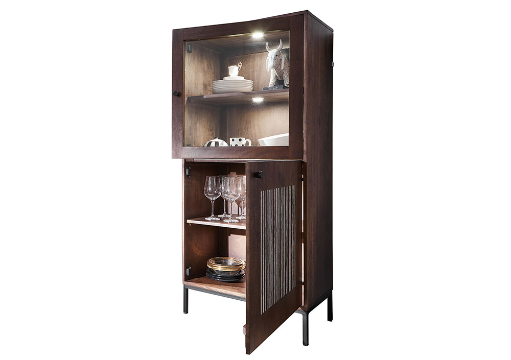 Highboard I WZ-0564 Mangoholz massiv Steinfurnier Kommode Anrichte Schrank Wohnen