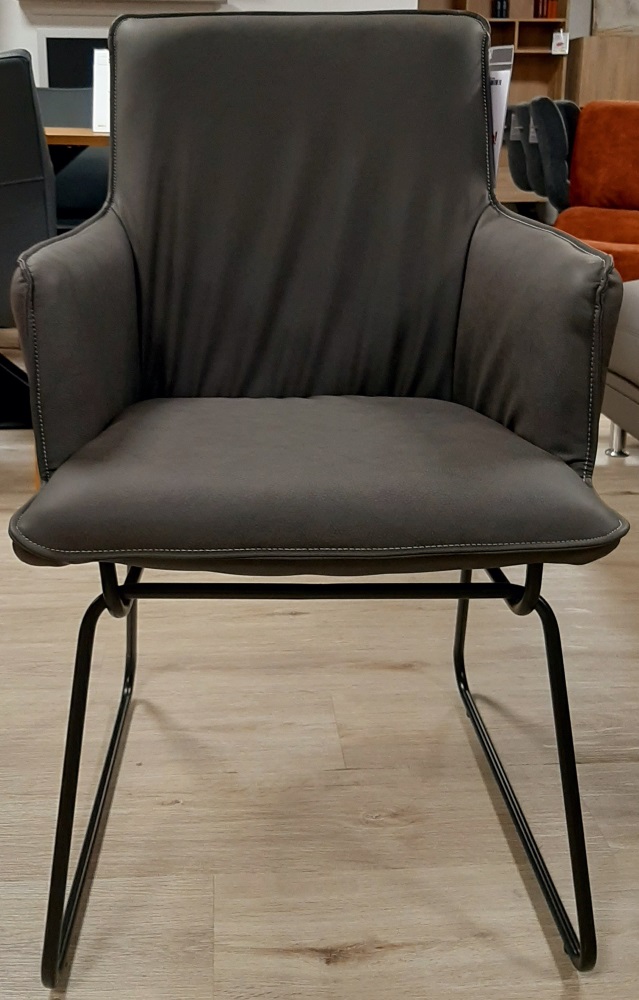 Esszimmerstuhl Flair mit Armlehne taupefarbend mit schwarzen Gestell Stuhl Küchenstuhl
